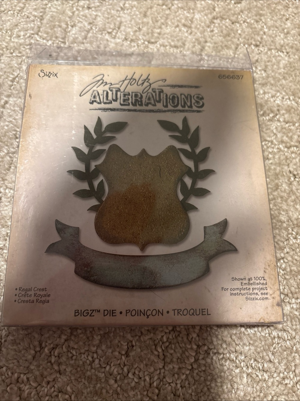NEW Sizzix Tim Holtz Alterations Die Regal Crest #656637 Bigz Retired NIB